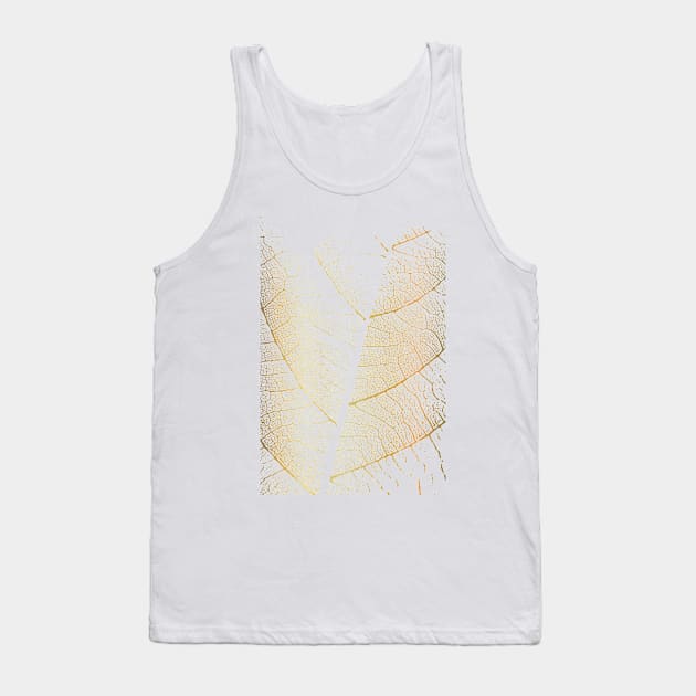 Gold Leaf Skeleton Abstract Botanical Tank Top by Inogitna Designs